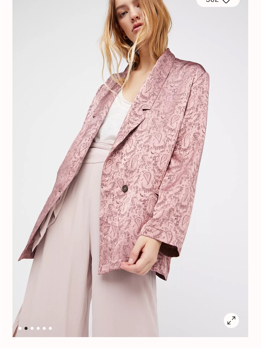 Free People Silky Jaguard Pink Textured blazer Jacket